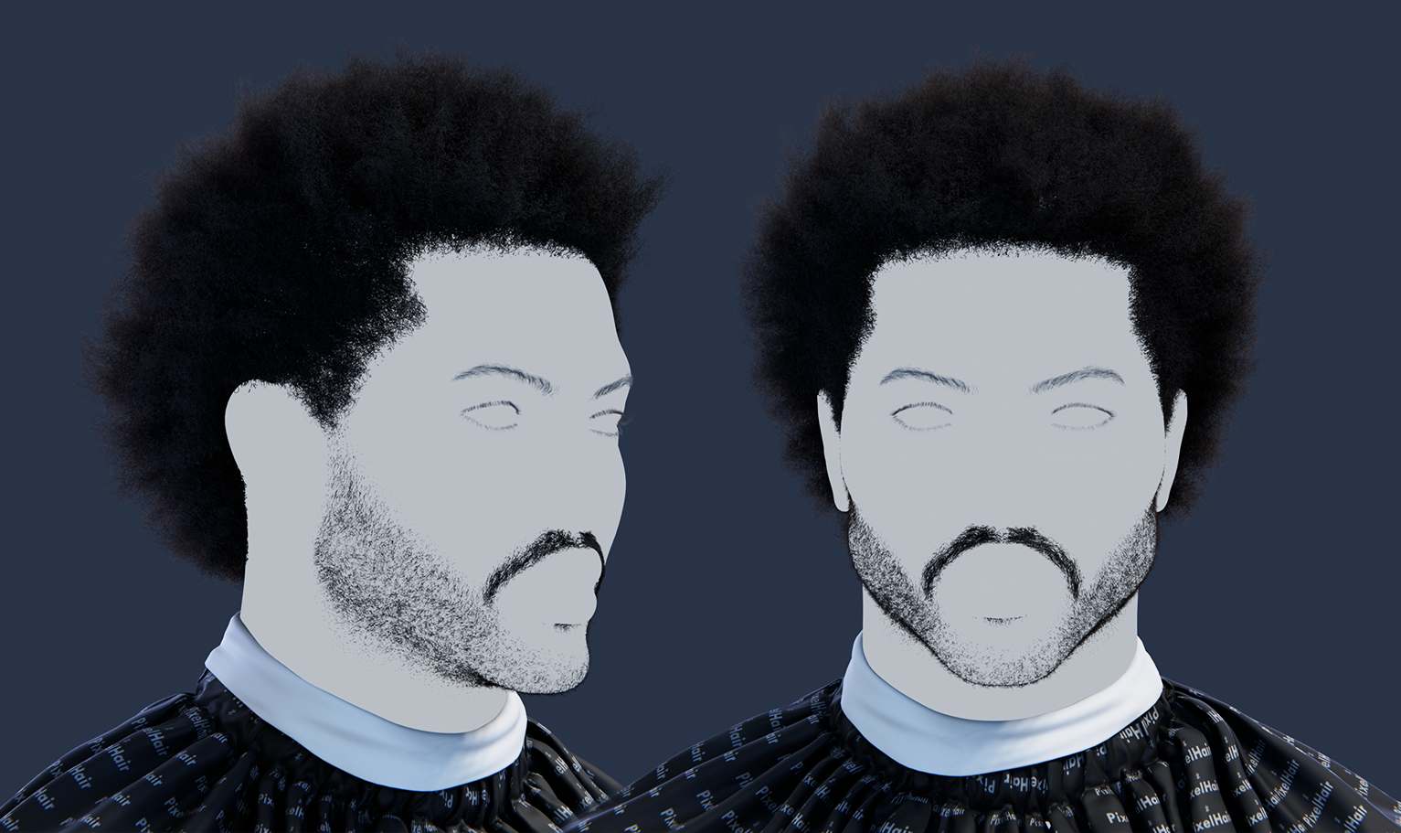 PixelHair pre-made The weeknd Afro 3D hairstyle in Blender using Blender hair particle system