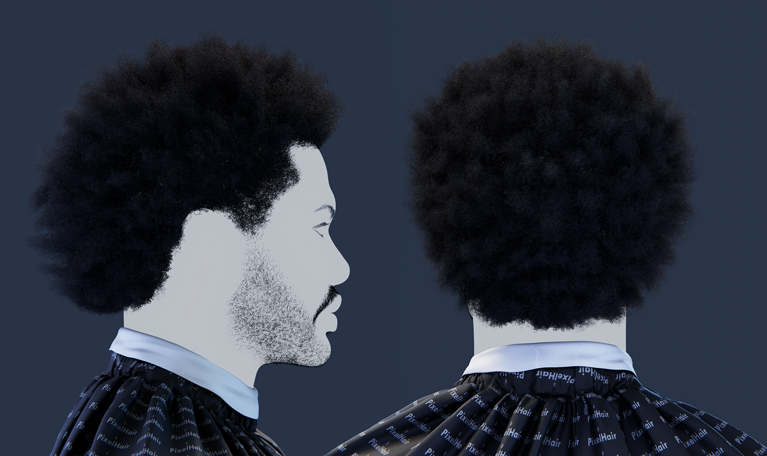 PixelHair pre-made The weeknd Afro 3D hairstyle in Blender using Blender hair particle system