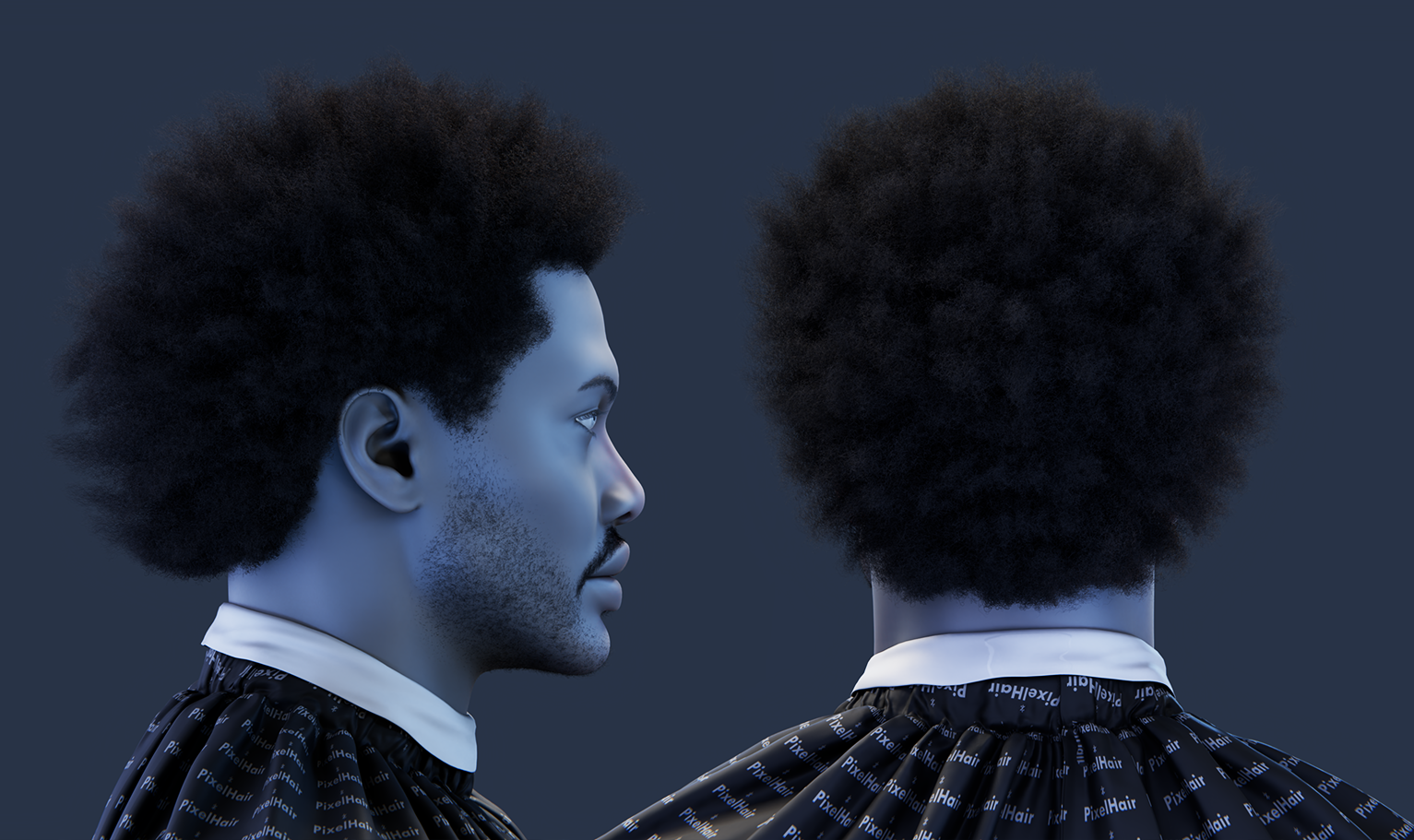 PixelHair pre-made The weeknd Afro 3D hairstyle in Blender using Blender hair particle system