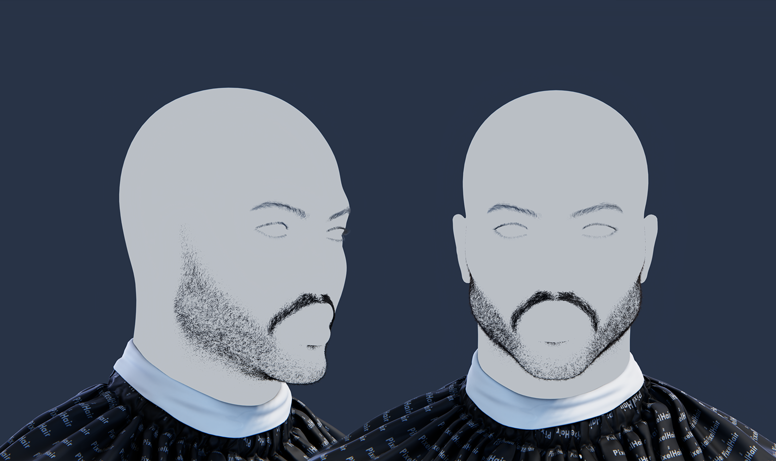 PixelHair ready-made full weeknd 3D moustache stubble beard in Blender using Blender hair particle system