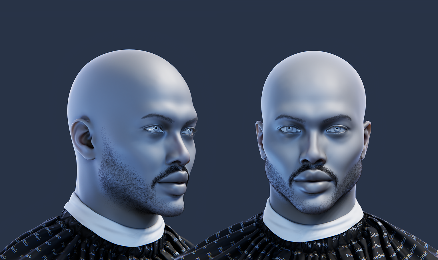 PixelHair ready-made full weeknd 3D moustache stubble beard in Blender using Blender hair particle system