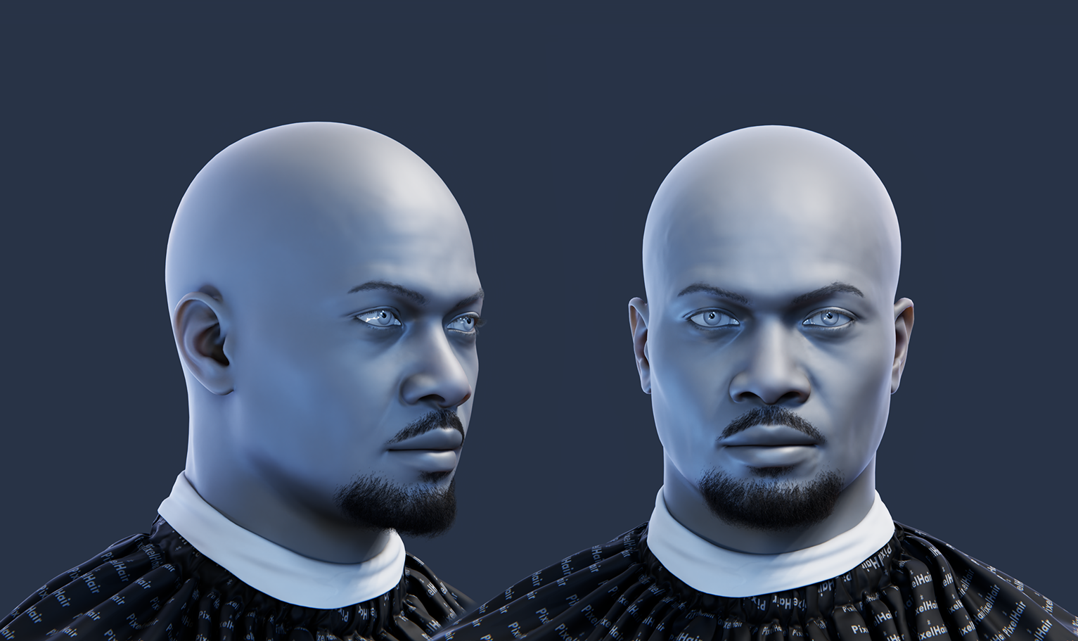 PixelHair ready-made full Chris Brown 3D goatee in Blender using Blender hair particle system