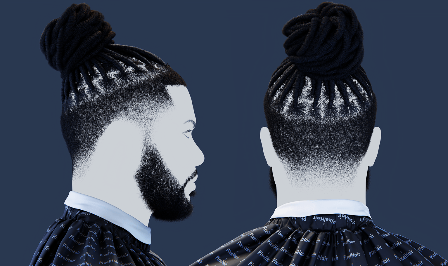 PixelHair pre-made Burna Boy Dreads Fade Taper in Blender using Blender hair particle system