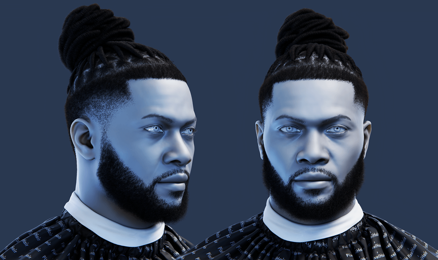 PixelHair pre-made Burna Boy Dreads Fade Taper in Blender using Blender hair particle system