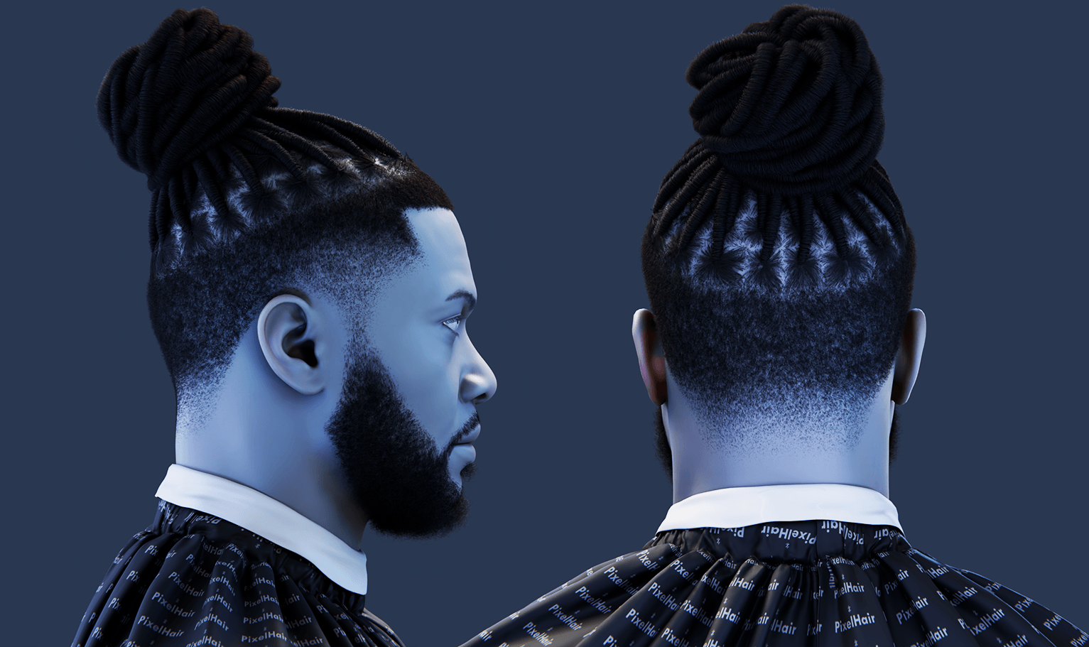 PixelHair pre-made Burna Boy Dreads Fade Taper in Blender using Blender hair particle system