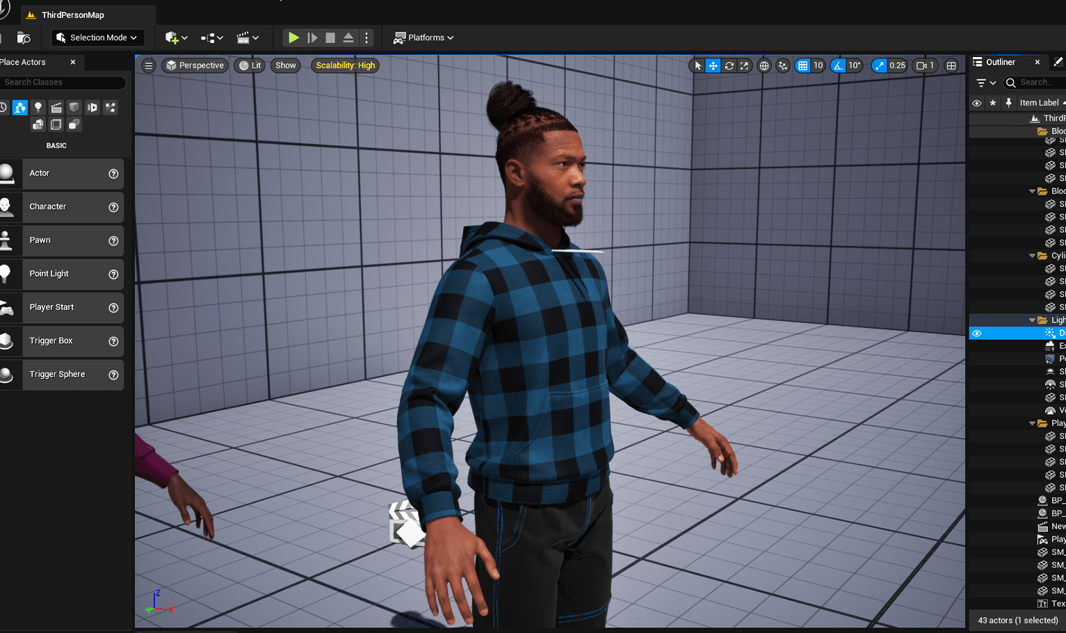 PixelHair pre-made Burna Boy Dreads Fade Taper 3D hairstyle on a metahuman in Unreal Engine 5 using Blender hair particle system