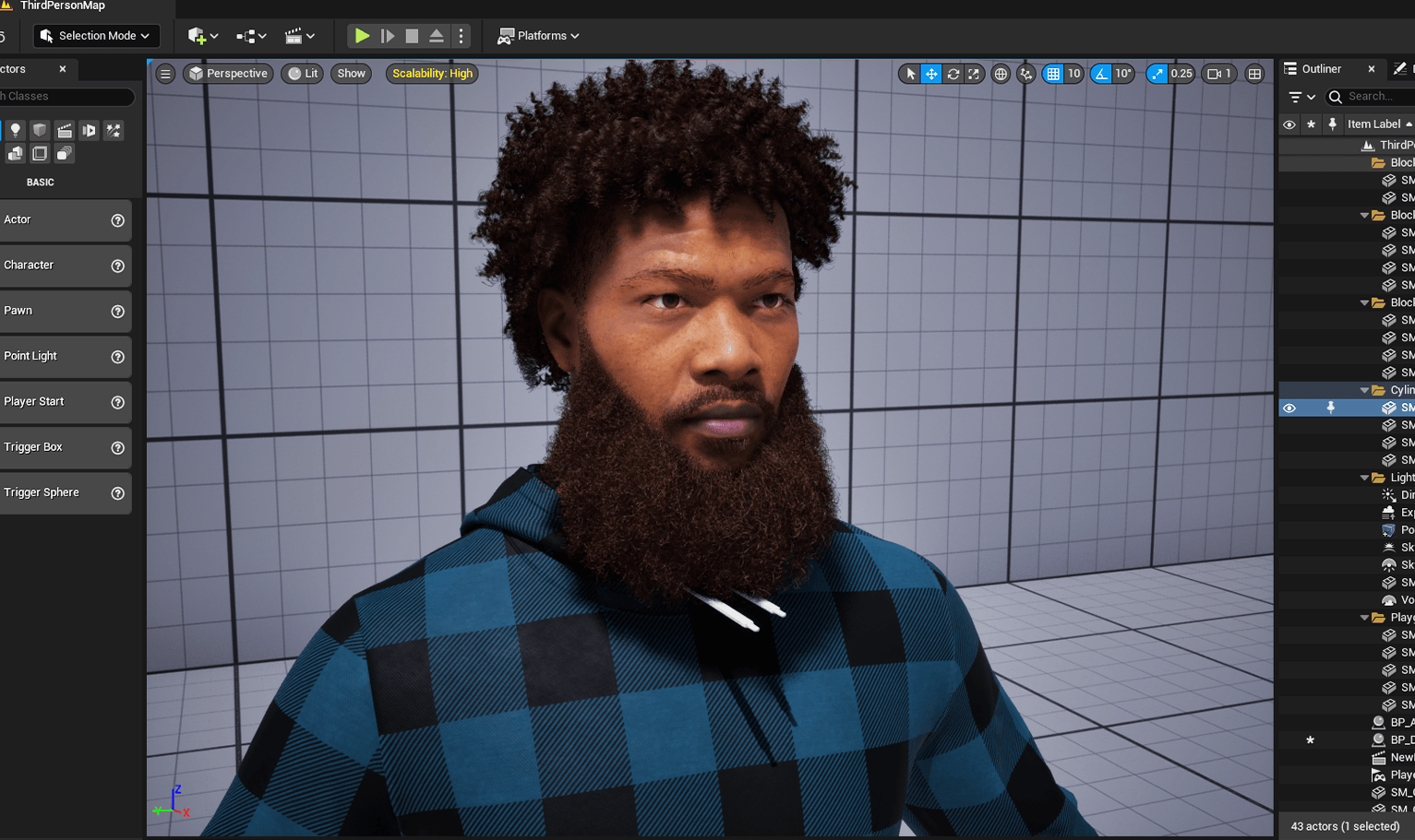 PixelHair pre-made Odel beckham jr Curly Afro Fade Taper 3D hairstyle on a metahuman in Unreal Engine 5 using Blender hair particle system