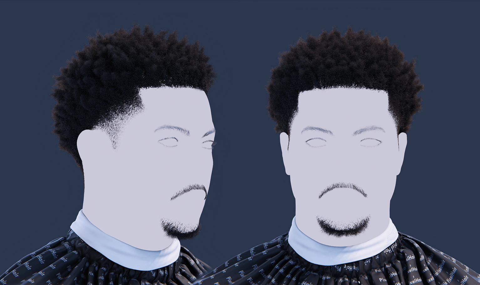 PixelHair pre-made Nardo Wick Afro Fade Taper in Blender using Blender hair particle system