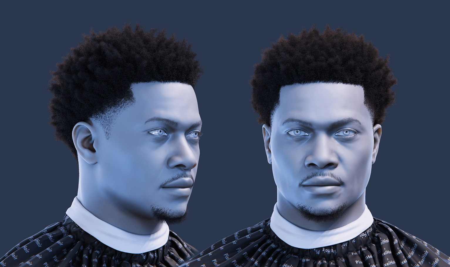 PixelHair pre-made Nardo Wick Afro Fade Taper in Blender using Blender hair particle system