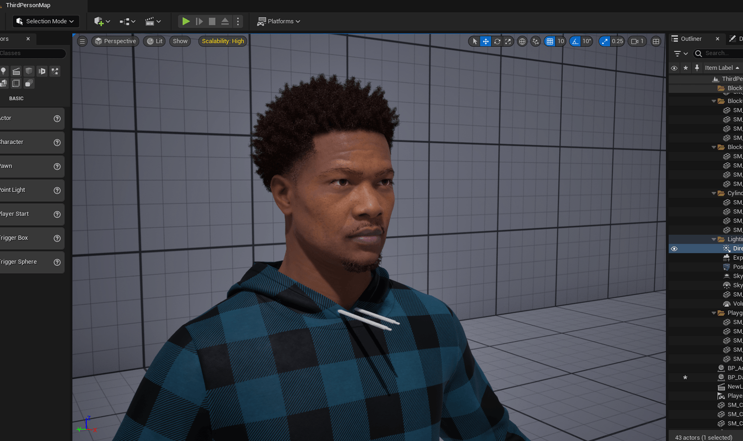 PixelHair pre-made Nardo Wick Afro Fade Taper 3D hairstyle on a metahuman in Unreal Engine 5 using Blender hair particle system