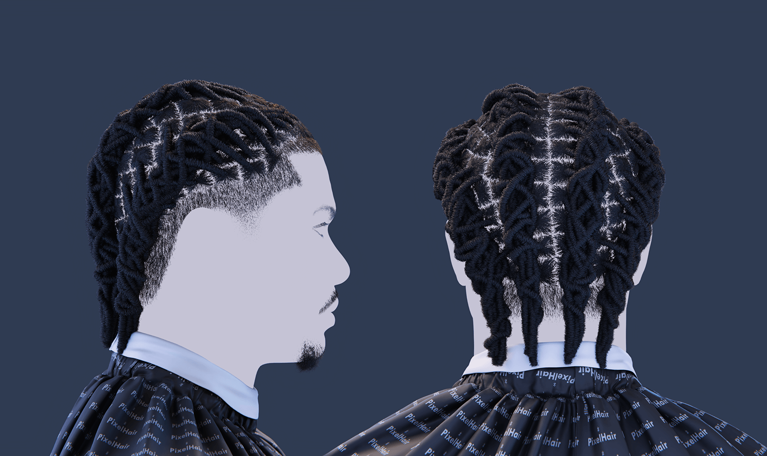 PixelHair pre-made Lil Baby Dreads Fade Taper in Blender using Blender hair particle system