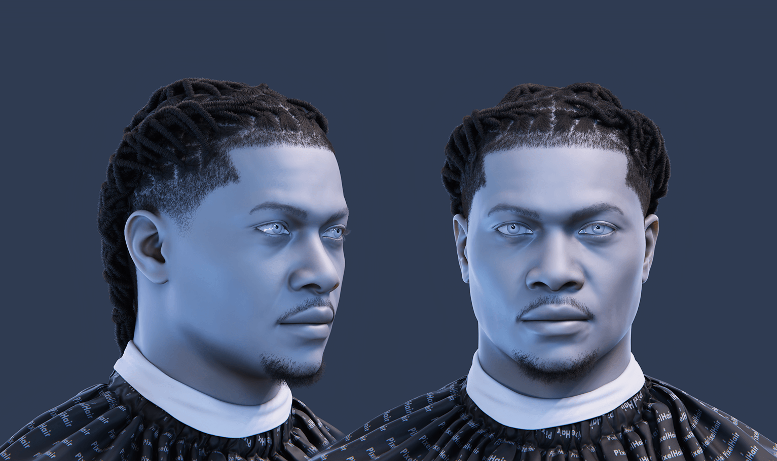 PixelHair pre-made Lil Baby Dreads Fade Taper in Blender using Blender hair particle system