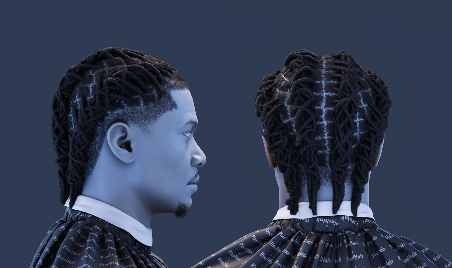 PixelHair pre-made Lil Baby Dreads Fade Taper in Blender using Blender hair particle system