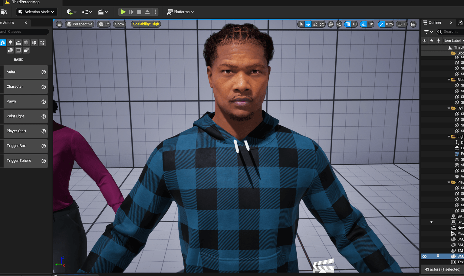 PixelHair pre-made Lil Baby Dreads Fade Taper 3D hairstyle on a metahuman in Unreal Engine 5 using Blender hair particle system