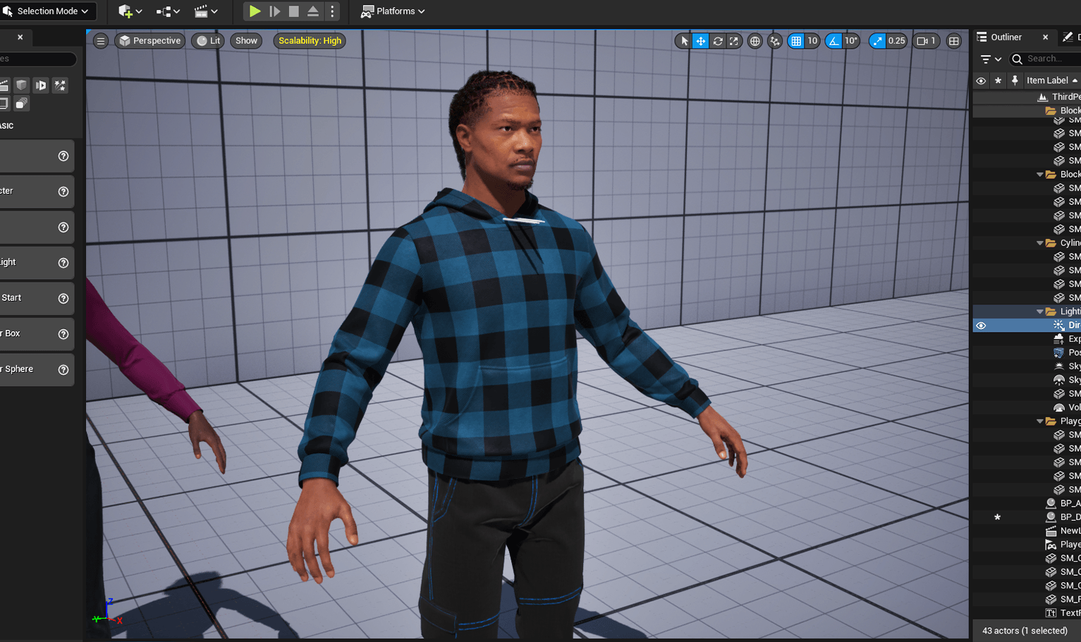 PixelHair pre-made Lil Baby Dreads Fade Taper 3D hairstyle on a metahuman in Unreal Engine 5 using Blender hair particle system