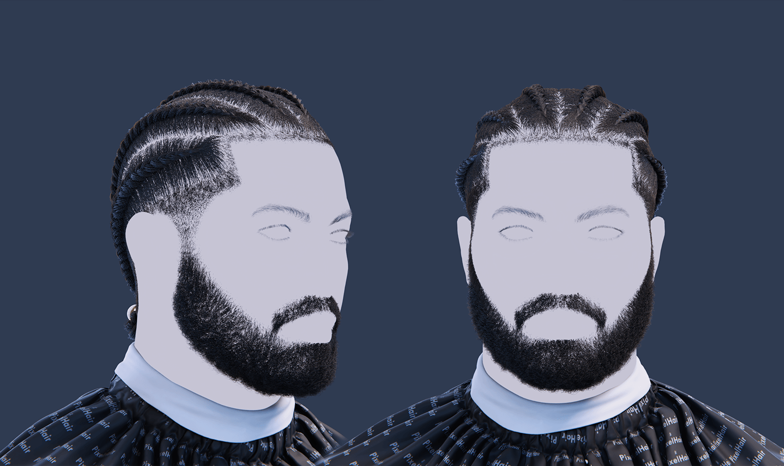 PixelHair pre-made Drake Braids Fade Taper in Blender using Blender hair particle system