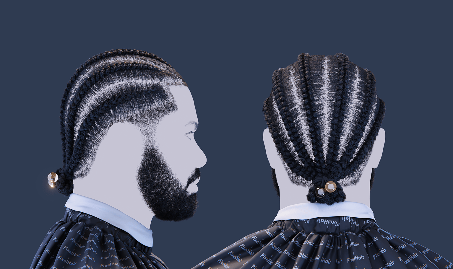 PixelHair pre-made Drake Braids Fade Taper in Blender using Blender hair particle system