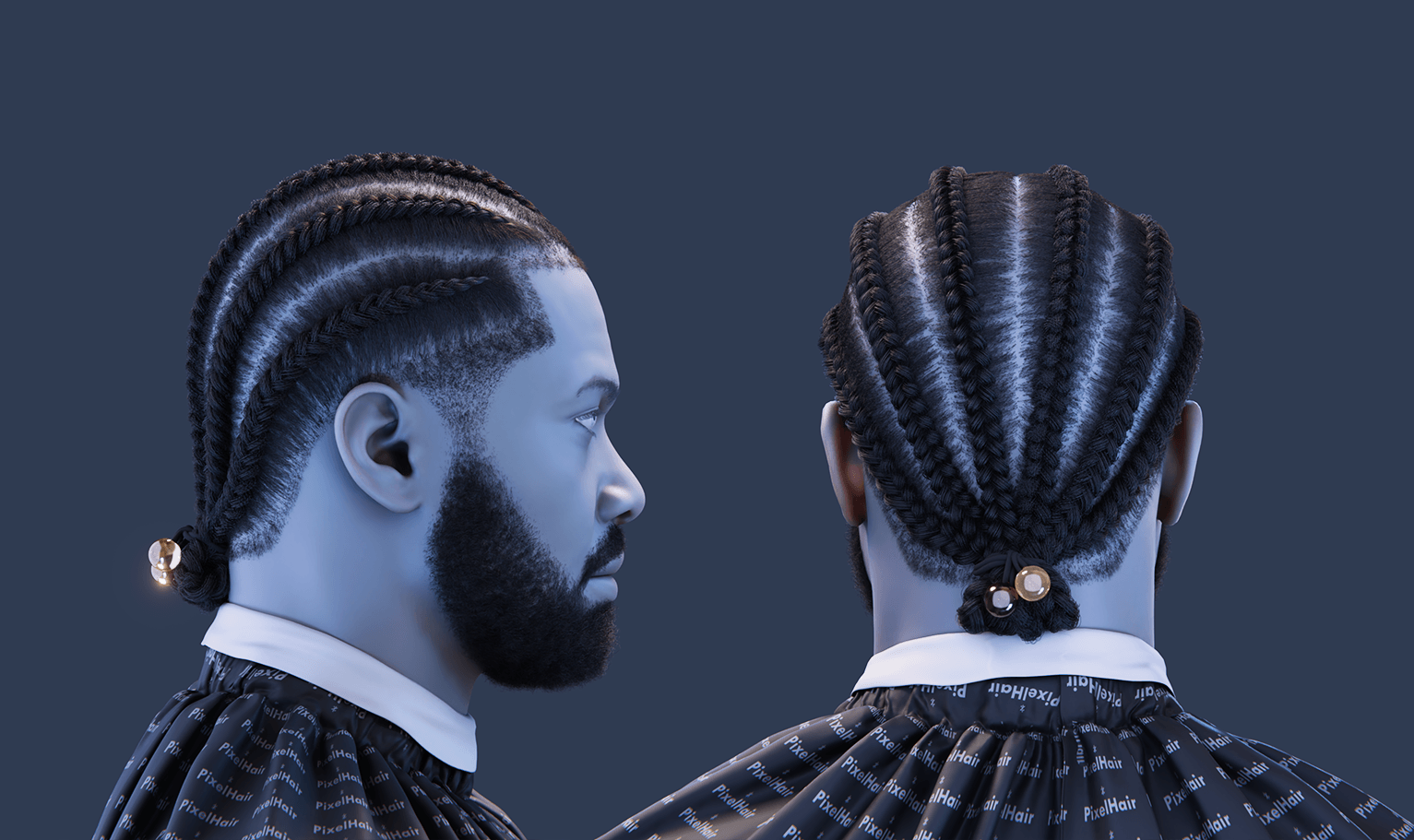 PixelHair pre-made Drake Braids Fade Taper in Blender using Blender hair particle system