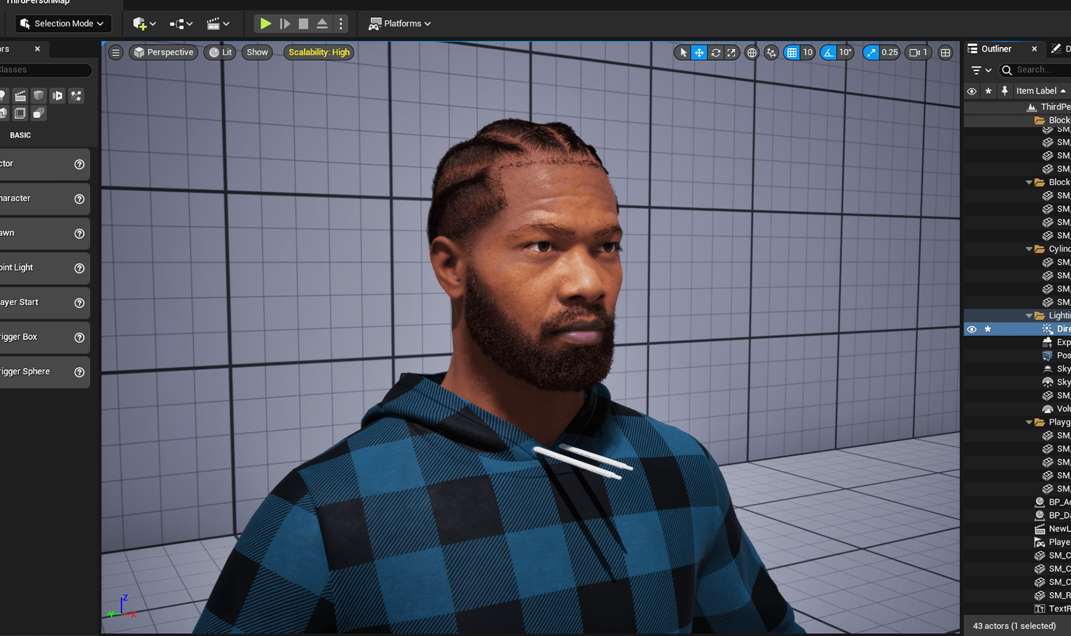 PixelHair pre-made Drake Braids Fade Taper 3D hairstyle on a metahuman in Unreal Engine 5 using Blender hair particle system