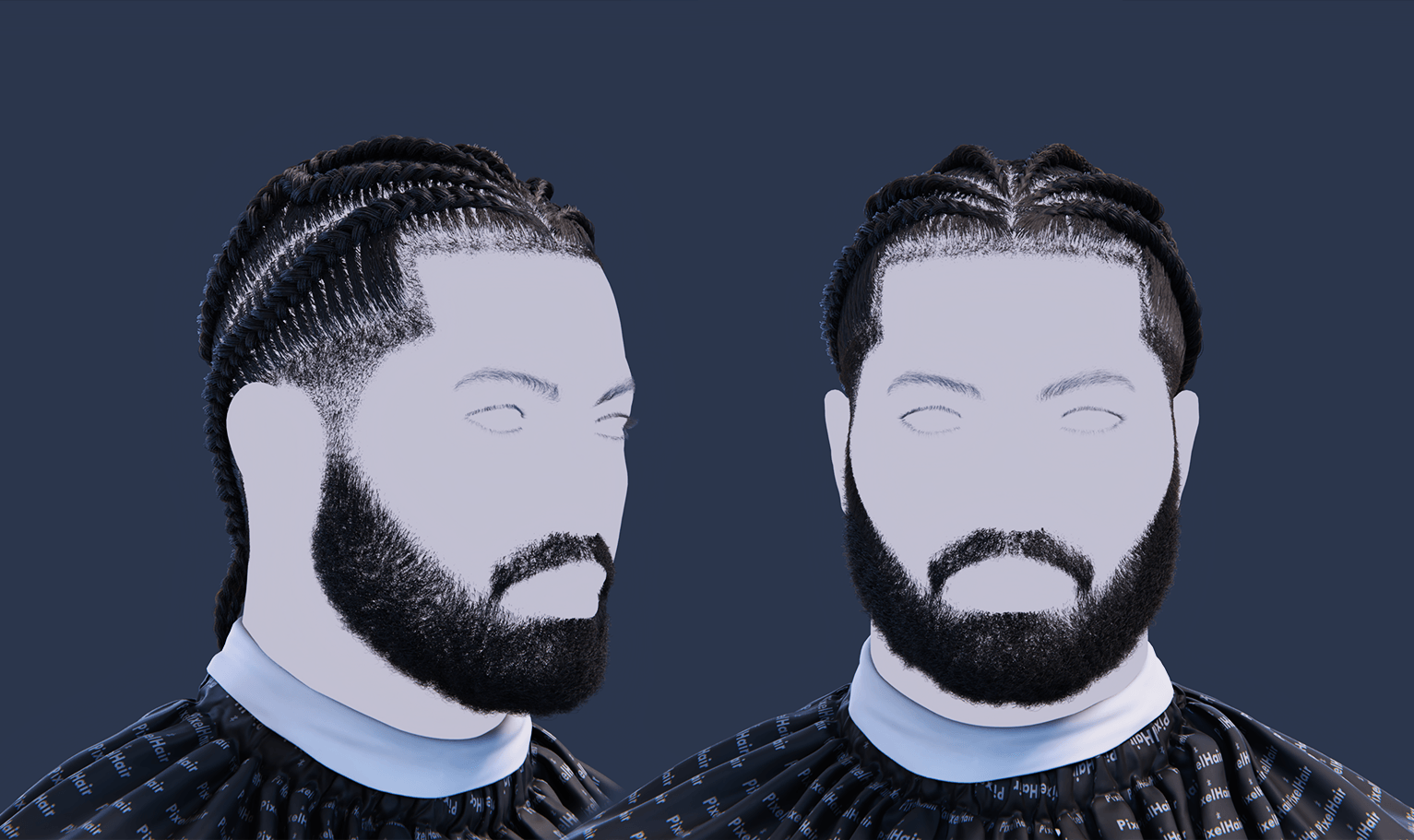 PixelHair pre-made Drake Braids Fade Taper in Blender using Blender hair particle system