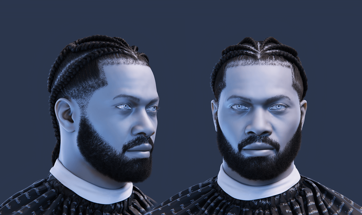 PixelHair pre-made Drake Braids Fade Taper in Blender using Blender hair particle system