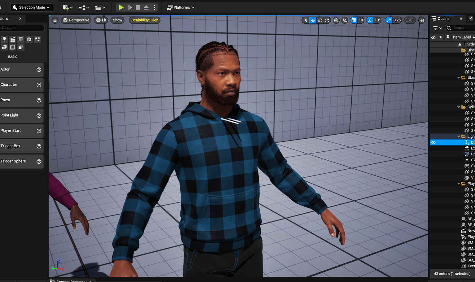 PixelHair pre-made Drake Braids Fade Taper 3D hairstyle on a metahuman in Unreal Engine 5 using Blender hair particle system