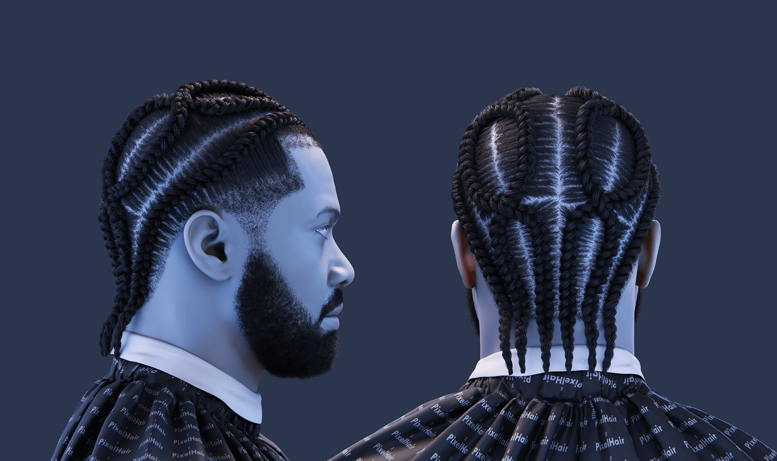 PixelHair pre-made Drake Braids Fade Taper in Blender using Blender hair particle system