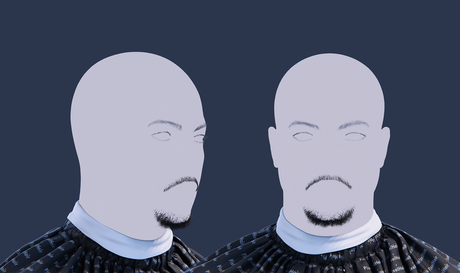 PixelHair ready-made full 3D goatee beard in Blender using Blender hair particle system