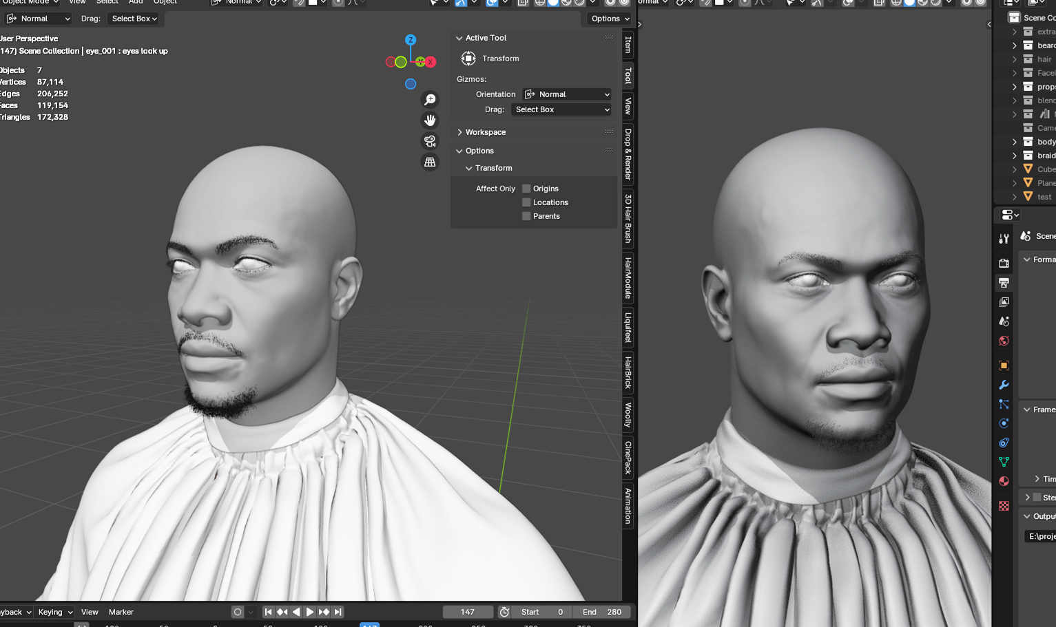 PixelHair ready-made full 3D goatee beard in Blender using Blender hair particle system