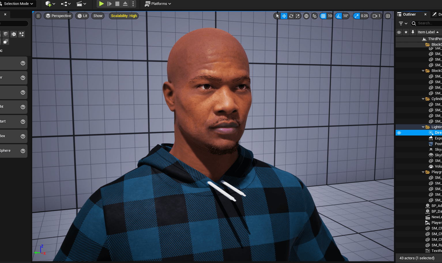 PixelHair ready-made full 3D goatee beard on a metahuman in Unreal Engine 5 using Blender hair particle system