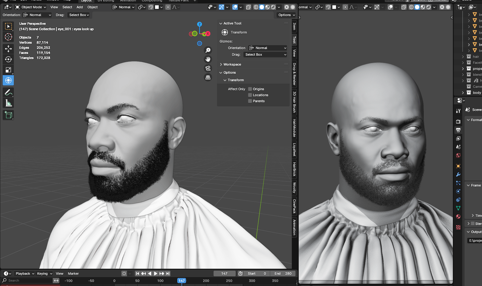 PixelHair ready-made Drake full 3D beard in Blender using Blender hair particle system