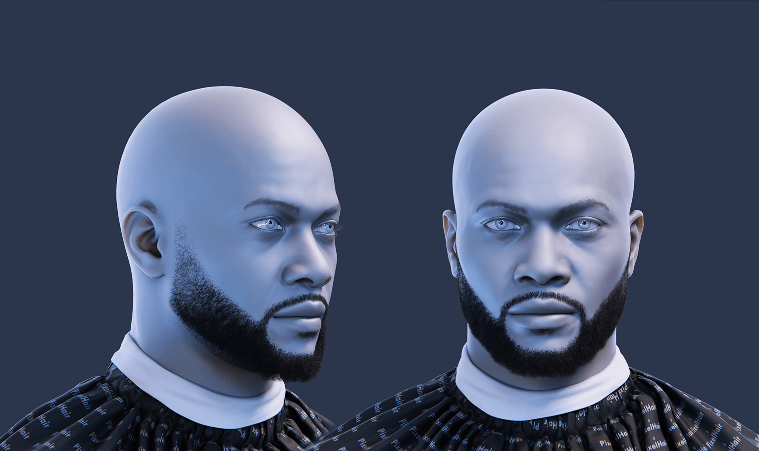 PixelHair ready-made Chadwick Boseman full 3D beard in Blender using Blender hair particle system