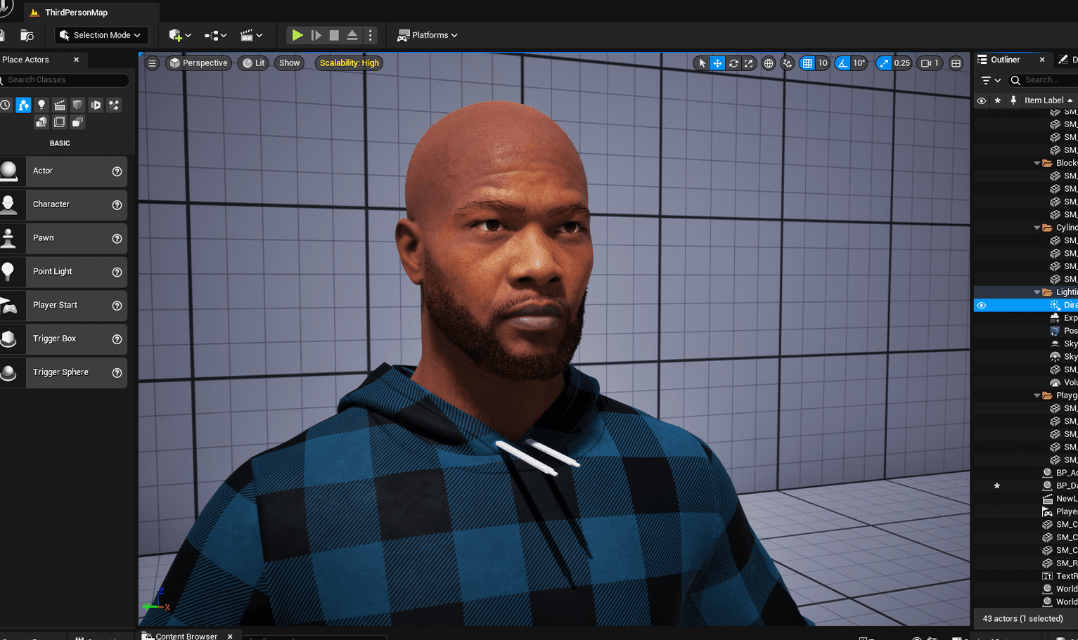 PixelHair ready-made Chadwick Boseman full 3D beard on a metahuman in Unreal Engine 5 using Blender hair particle system