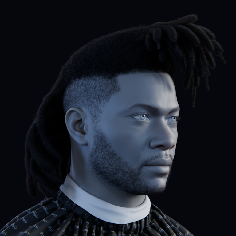 PixelHair pre-made The weeknd Dreads 3D hairstyle in Blender using Blender hair particle system