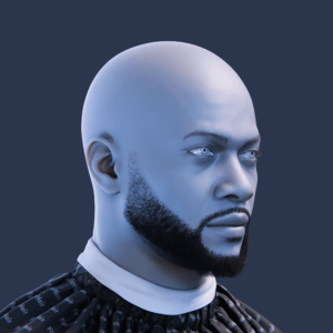 PixelHair ready-made Chadwick Boseman full 3D beard in Blender using Blender hair particle system