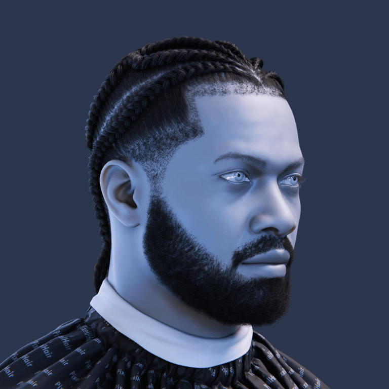 PixelHair pre-made Drake Braids Fade Taper in Blender using Blender hair particle system