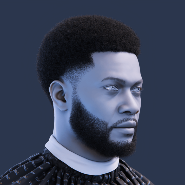 PixelHair pre-made Afro Fade Taper in Blender using Blender hair particle system