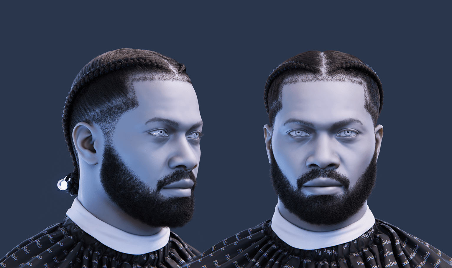 PixelHair pre-made Drake Double Braids Fade Taper in Blender using Blender hair particle system