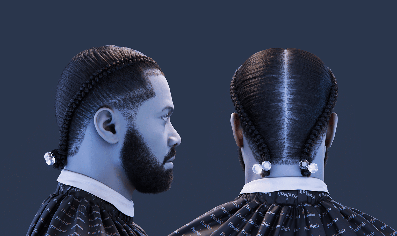 PixelHair pre-made Drake Double Braids Fade Taper in Blender using Blender hair particle system