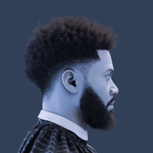 PixelHair pre-made Afro Fade Taper in Blender using Blender hair particle system