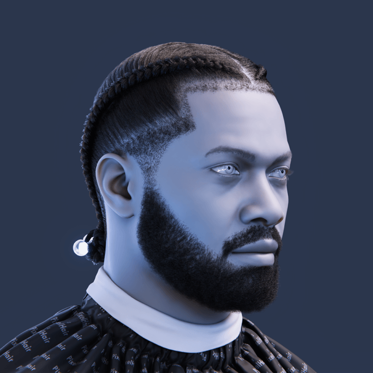 PixelHair pre-made Drake Double Braids Fade Taper in Blender using Blender hair particle system