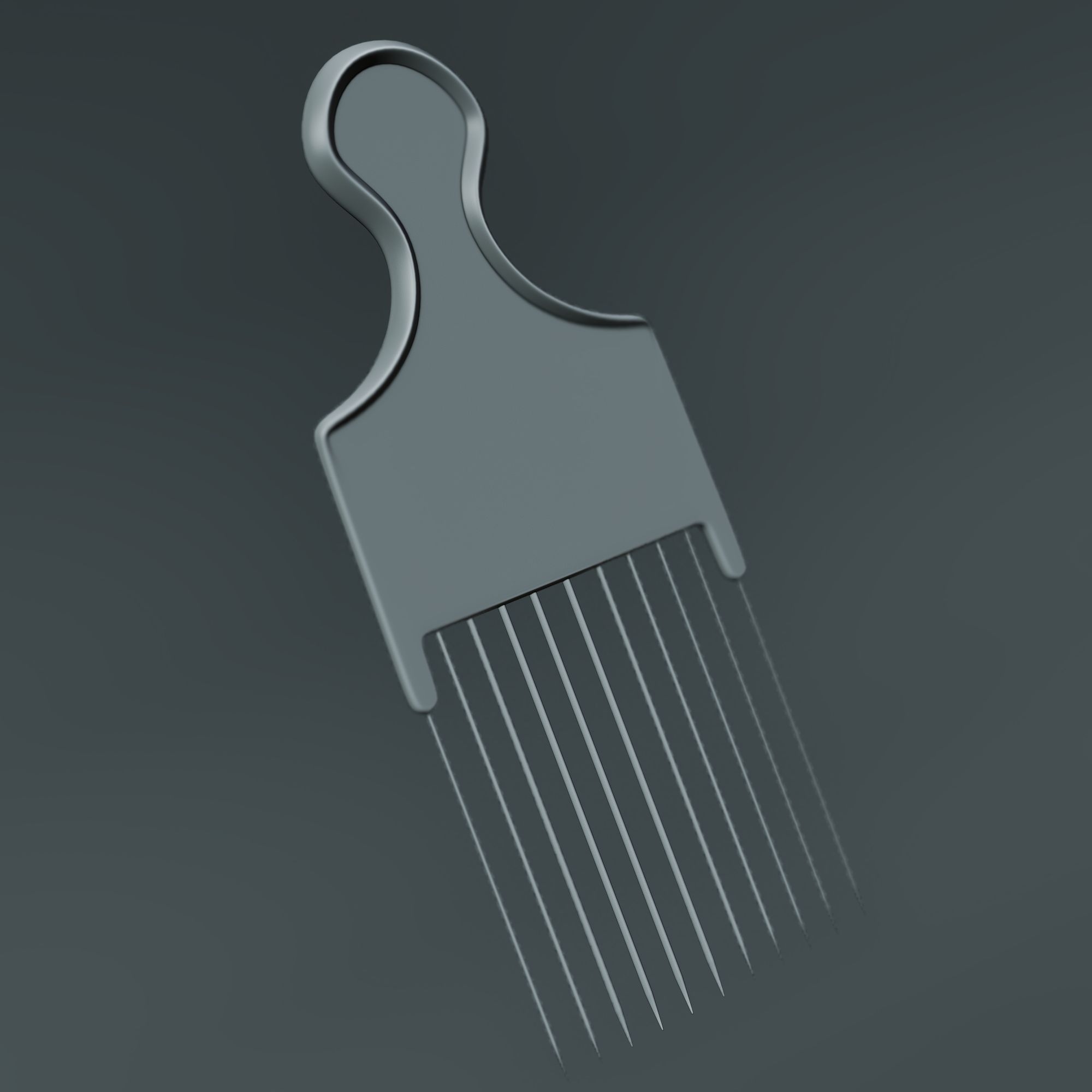 Metal African American Pick Comb Hairdressing Styling Tool Hair Pick made 3D model for blender, Unreal Engine, Maya, 3ds Max, Cinema 4D, Houdini, Unity