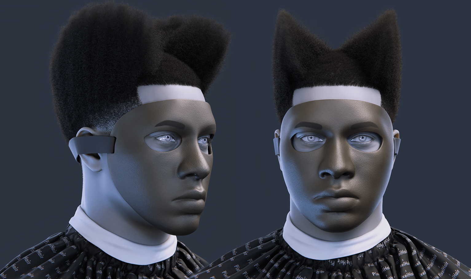 PixelHair pre-made Tyler the Creator Chromatopia Album 3d character Afro in Blender using Blender hair particle system