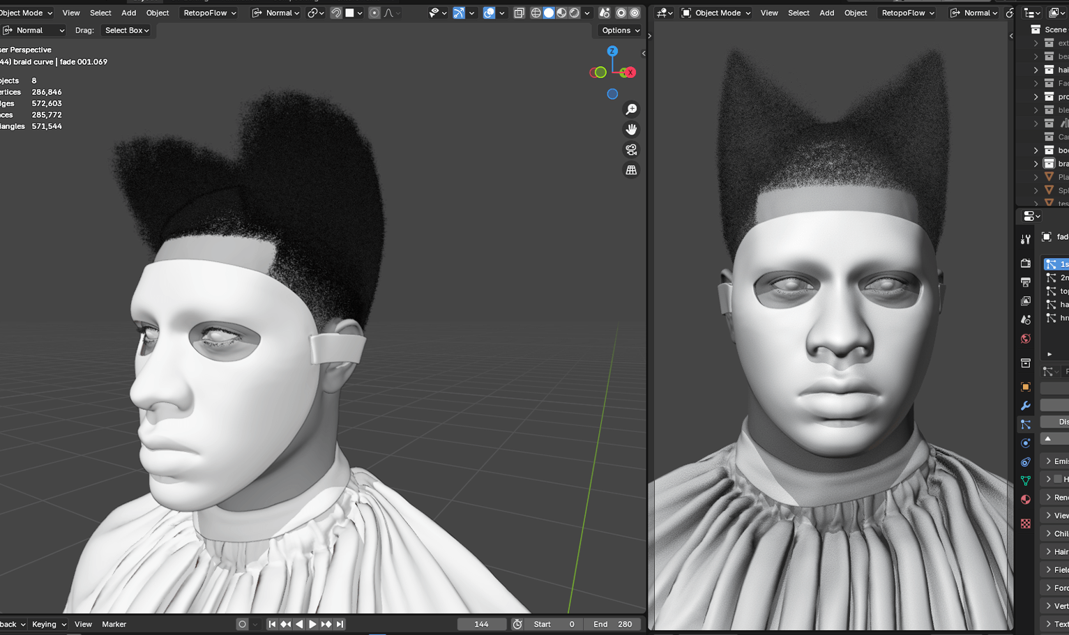 PixelHair pre-made Tyler the Creator Chromatopia Album 3d character Afro in Blender using Blender hair particle system