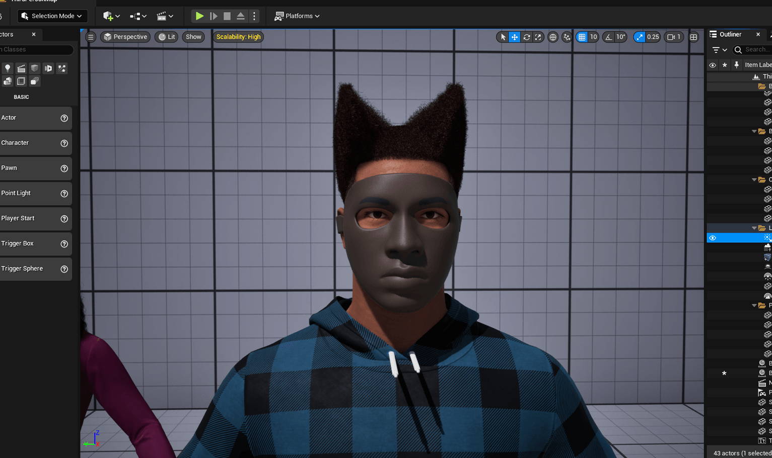 PixelHair pre-made Tyler the Creator Chromatopia Album 3d character Afro 3D hairstyle on a metahuman in Unreal Engine 5 using Blender hair particle system