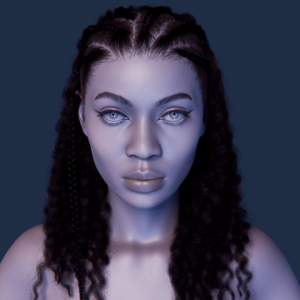 PixelHair pre-made female 3d character Curly braided Afro in Blender using Blender hair particle system