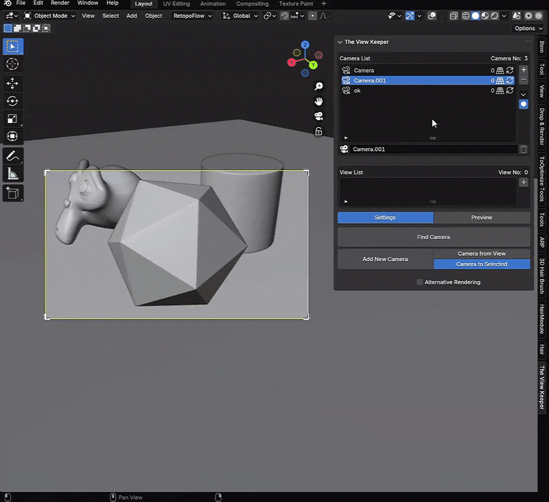 Blender camera preview records view record list view table blender addon- the view keeper. Store multiple camera angles in blender