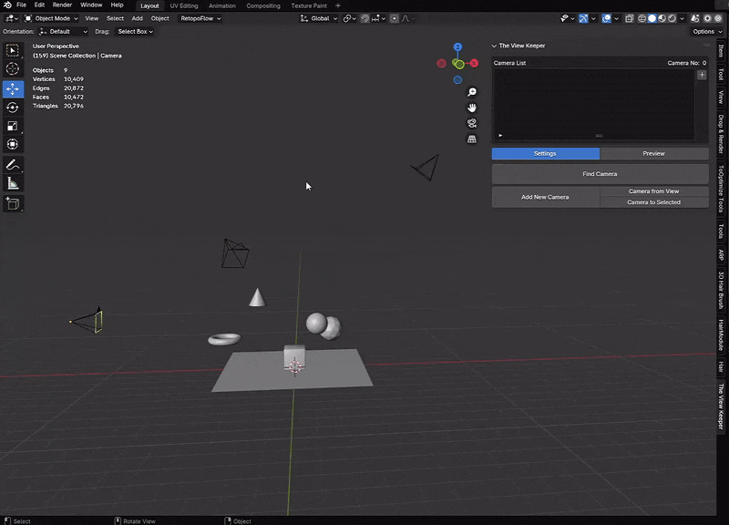 Blender find camera the view keeper settings blender addon- the view keeper. Store multiple camera angles in blender