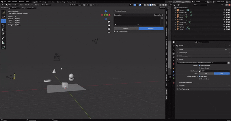 Blender camera output change view record list view table blender addon- the view keeper. Store multiple camera angles in blender