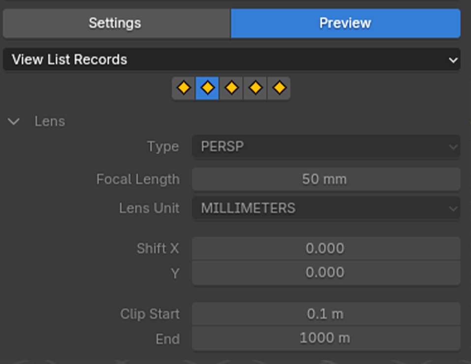 Blender lens settings preview view records view record list view table blender addon- the view keeper. Store multiple camera angles in blender